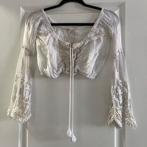 Boho Lace Long Sleeve Crop Top
